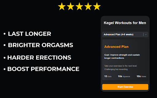Kegel Workouts for Men from Chrome web store to be run with OffiDocs Chromium online Kegel Workouts for Men from Chrome web store to be run with OffiDocs Chromium online