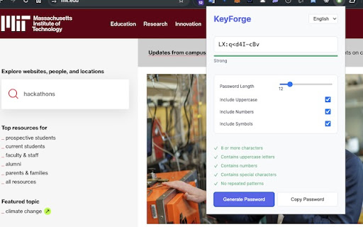 KeyForge Password Generator from Chrome web store to be run with OffiDocs Chromium online KeyForge Password Generator from Chrome web store to be run with OffiDocs Chromium online