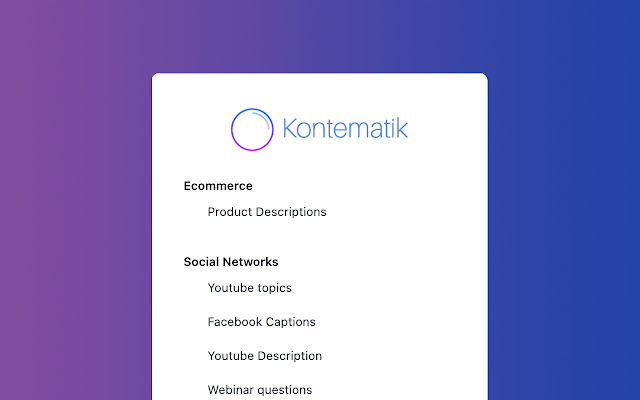 Kontematik from Chrome web store to be run with OffiDocs Chromium online Kontematik from Chrome web store to be run with OffiDocs Chromium online