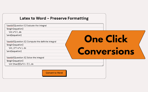 LaTeX to Word Preserve Formatting from Chrome web store to be run with OffiDocs Chromium online LaTeX to Word Preserve Formatting from Chrome web store to be run with OffiDocs Chromium online