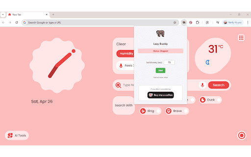 Lazy Buddy from Chrome web store to be run with OffiDocs Chromium online Lazy Buddy from Chrome web store to be run with OffiDocs Chromium online