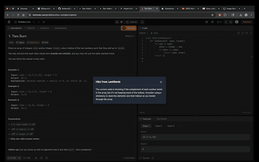 LeetGenie from Chrome web store to be run with OffiDocs Chromium online LeetGenie from Chrome web store to be run with OffiDocs Chromium online