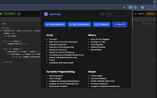 LeetPrep from Chrome web store to be run with OffiDocs Chromium online LeetPrep from Chrome web store to be run with OffiDocs Chromium online