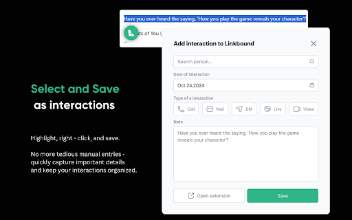 Linkbound Social selling tool for LinkedIn™ from Chrome web store to be run with OffiDocs Chromium online Linkbound Social selling tool for LinkedIn™ from Chrome web store to be run with OffiDocs Chromium online