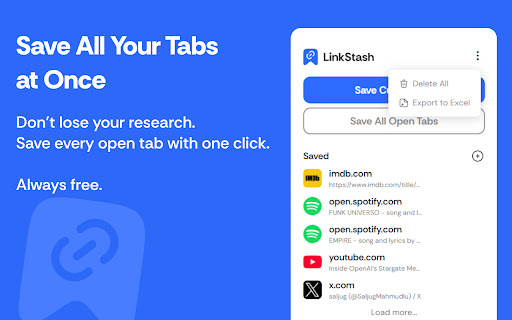 LinkStash from Chrome web store to be run with OffiDocs Chromium online LinkStash from Chrome web store to be run with OffiDocs Chromium online