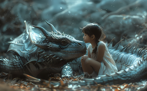 little girl sitting with magical dragon from Chrome web store to be run with OffiDocs Chromium online little girl sitting with magical dragon from Chrome web store to be run with OffiDocs Chromium online