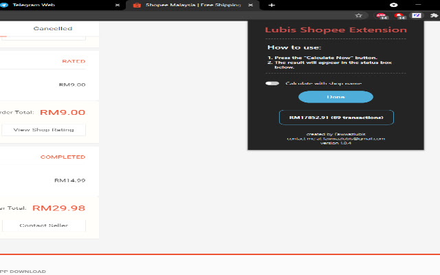 LubisShoppee from Chrome web store to be run with OffiDocs Chromium online LubisShoppee from Chrome web store to be run with OffiDocs Chromium online