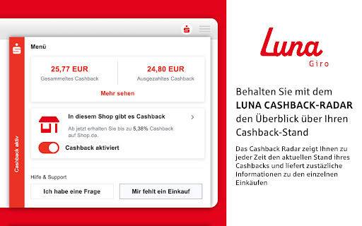 Luna Cashback Radar from Chrome web store to be run with OffiDocs Chromium online Luna Cashback Radar from Chrome web store to be run with OffiDocs Chromium online