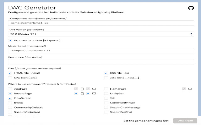 LWC Generator from Chrome web store to be run with OffiDocs Chromium online LWC Generator from Chrome web store to be run with OffiDocs Chromium online