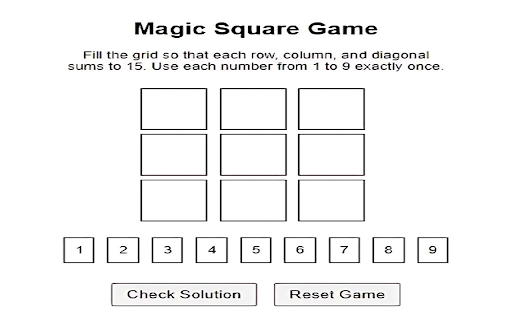 Magic Square Puzzle from Chrome web store to be run with OffiDocs Chromium online Magic Square Puzzle from Chrome web store to be run with OffiDocs Chromium online