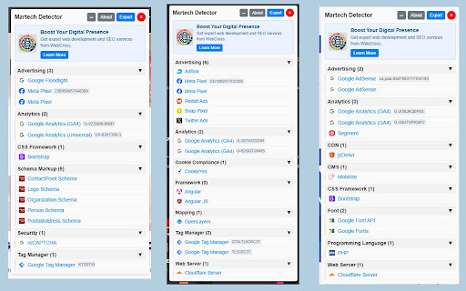 Martech Detector from Chrome web store to be run with OffiDocs Chromium online Martech Detector from Chrome web store to be run with OffiDocs Chromium online