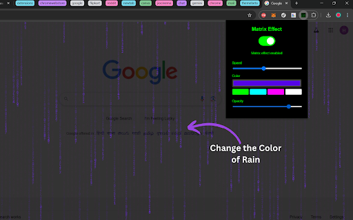 Matrix Rain Effect from Chrome web store to be run with OffiDocs Chromium online Matrix Rain Effect from Chrome web store to be run with OffiDocs Chromium online