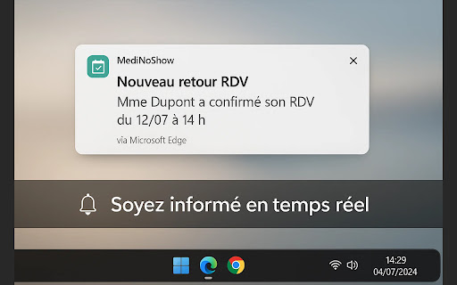 MediNoShow : Adieu aux rendez vous manqués from Chrome web store to be run with OffiDocs Chromium online MediNoShow : Adieu aux rendez vous manqués from Chrome web store to be run with OffiDocs Chromium online