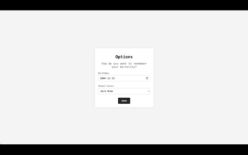 Memento mori from Chrome web store to be run with OffiDocs Chromium online Memento mori from Chrome web store to be run with OffiDocs Chromium online