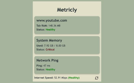 Metricly RAM Ping Monitor from Chrome web store to be run with OffiDocs Chromium online Metricly RAM Ping Monitor from Chrome web store to be run with OffiDocs Chromium online