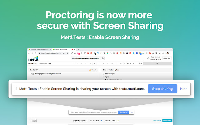 Mettl Tests : Enable Screen Sharing from Chrome web store to be run with OffiDocs Chromium online Mettl Tests : Enable Screen Sharing from Chrome web store to be run with OffiDocs Chromium online