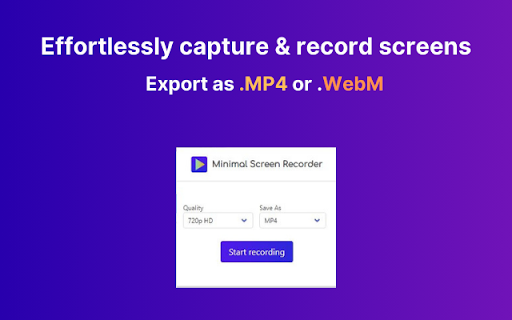 Minimal Screen Recorder Free from Chrome web store to be run with OffiDocs Chromium online Minimal Screen Recorder Free from Chrome web store to be run with OffiDocs Chromium online