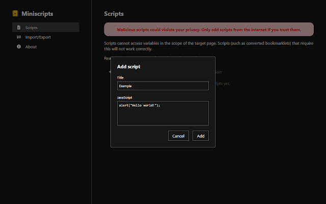 Miniscripts from Chrome web store to be run with OffiDocs Chromium online Miniscripts from Chrome web store to be run with OffiDocs Chromium online