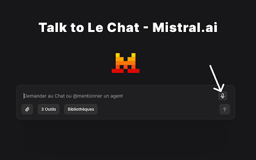 Mistral Voice Talk to Le Chat from Chrome web store to be run with OffiDocs Chromium online Mistral Voice Talk to Le Chat from Chrome web store to be run with OffiDocs Chromium online