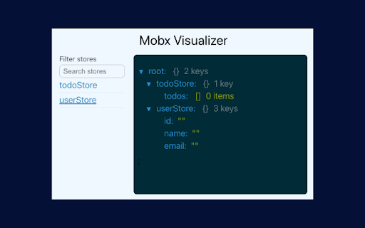 Mobx Visualizer from Chrome web store to be run with OffiDocs Chromium online Mobx Visualizer from Chrome web store to be run with OffiDocs Chromium online