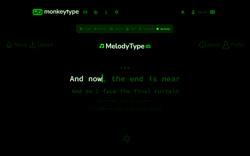 MonkeyType X MelodyType from Chrome web store to be run with OffiDocs Chromium online MonkeyType X MelodyType from Chrome web store to be run with OffiDocs Chromium online