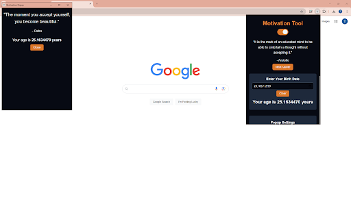 Motivation Tool with Quotes Age Counter from Chrome web store to be run with OffiDocs Chromium online Motivation Tool with Quotes Age Counter from Chrome web store to be run with OffiDocs Chromium online