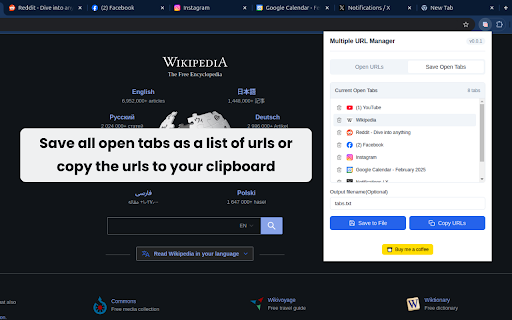 Multiple URL Manager from Chrome web store to be run with OffiDocs Chromium online Multiple URL Manager from Chrome web store to be run with OffiDocs Chromium online