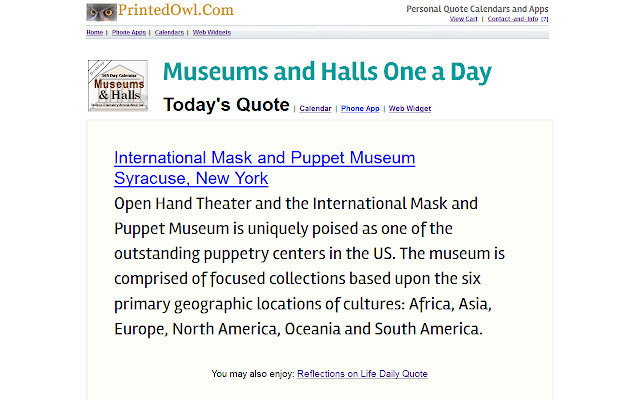 Museums and Halls One a Day from Chrome web store to be run with OffiDocs Chromium online Museums and Halls One a Day from Chrome web store to be run with OffiDocs Chromium online