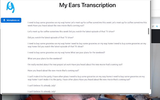 My Ears from Chrome web store to be run with OffiDocs Chromium online My Ears from Chrome web store to be run with OffiDocs Chromium online
