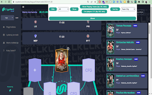 My Team of Cryplect filtering/sorting v0.3 from Chrome web store to be run with OffiDocs Chromium online My Team of Cryplect filtering/sorting v0.3 from Chrome web store to be run with OffiDocs Chromium online