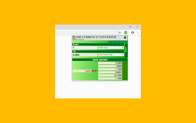 NBP Currency Converter from Chrome web store to be run with OffiDocs Chromium online NBP Currency Converter from Chrome web store to be run with OffiDocs Chromium online