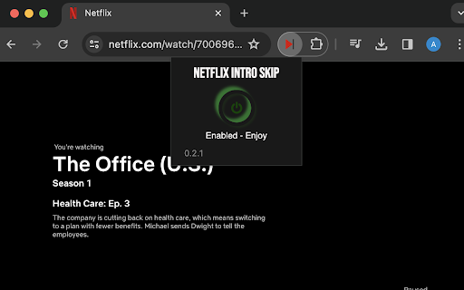 Netflix Intro Skip from Chrome web store to be run with OffiDocs Chromium online Netflix Intro Skip from Chrome web store to be run with OffiDocs Chromium online