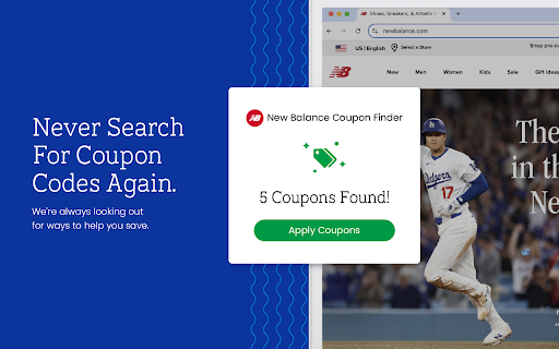 New Balance Coupon Finder Latest Coupons Best Deals from Chrome web store to be run with OffiDocs Chromium online New Balance Coupon Finder Latest Coupons Best Deals from Chrome web store to be run with OffiDocs Chromium online