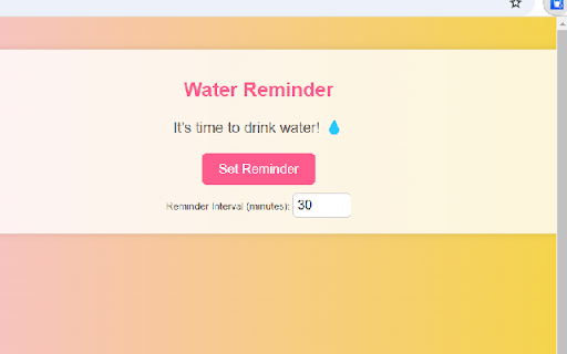News Water Reminder from Chrome web store to be run with OffiDocs Chromium online News Water Reminder from Chrome web store to be run with OffiDocs Chromium online