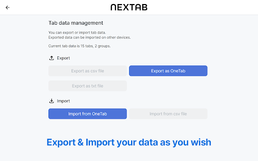 Nextab from Chrome web store to be run with OffiDocs Chromium online Nextab from Chrome web store to be run with OffiDocs Chromium online