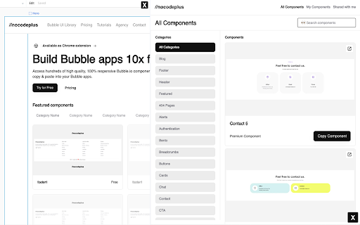 NoCodePlus Component library for Bubble.io from Chrome web store to be run with OffiDocs Chromium online NoCodePlus Component library for Bubble.io from Chrome web store to be run with OffiDocs Chromium online