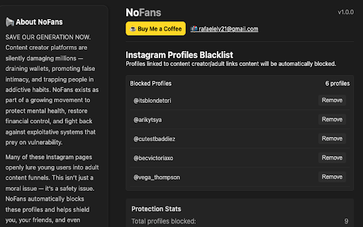 NoFans — Block OnlyFans Content from Chrome web store to be run with OffiDocs Chromium online NoFans — Block OnlyFans Content from Chrome web store to be run with OffiDocs Chromium online