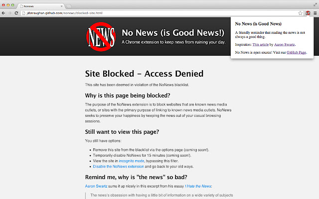 No News (is Good News!) from Chrome web store to be run with OffiDocs Chromium online No News (is Good News!) from Chrome web store to be run with OffiDocs Chromium online