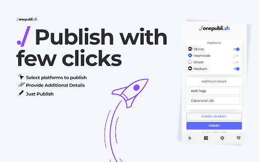 One Publish Cross publish to DEV, Hashnode, Medium more from Chrome web store to be run with OffiDocs Chromium online One Publish Cross publish to DEV, Hashnode, Medium more from Chrome web store to be run with OffiDocs Chromium online
