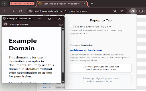 Open Pop ups in Tabs from Chrome web store to be run with OffiDocs Chromium online Open Pop ups in Tabs from Chrome web store to be run with OffiDocs Chromium online
