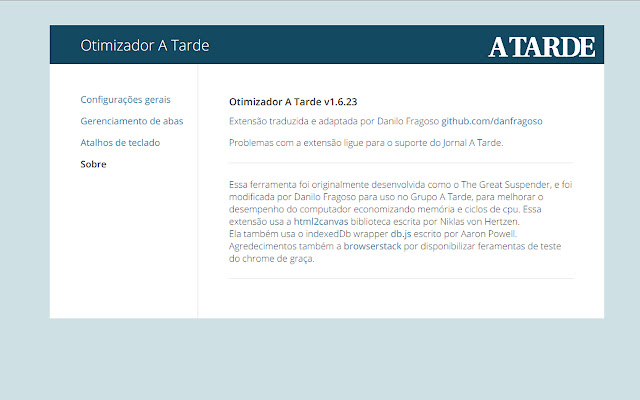 Otimizador A Tarde from Chrome web store to be run with OffiDocs Chromium online Otimizador A Tarde from Chrome web store to be run with OffiDocs Chromium online