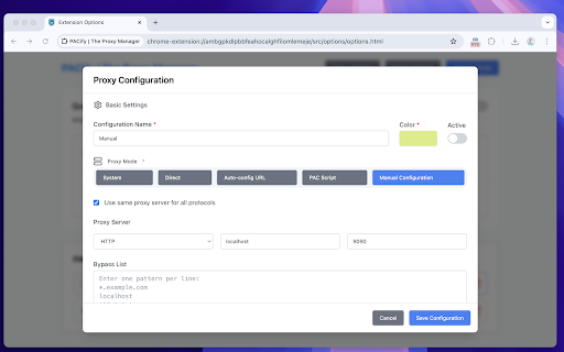PACify | The Proxy Manager from Chrome web store to be run with OffiDocs Chromium online PACify | The Proxy Manager from Chrome web store to be run with OffiDocs Chromium online