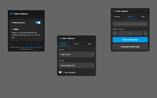 Patch Collector from Chrome web store to be run with OffiDocs Chromium online Patch Collector from Chrome web store to be run with OffiDocs Chromium online