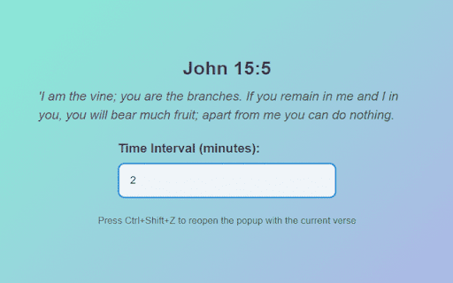 Periodic Bible Verse Extension from Chrome web store to be run with OffiDocs Chromium online Periodic Bible Verse Extension from Chrome web store to be run with OffiDocs Chromium online
