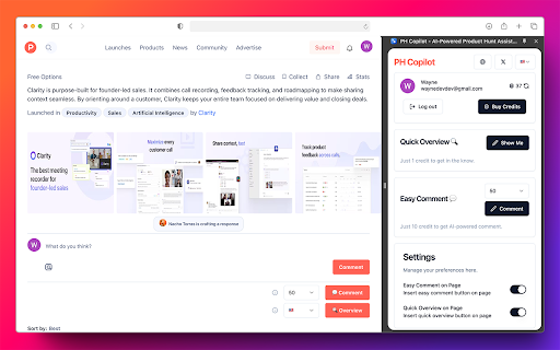 PH Copilot AI Powered Product Hunt Assistant from Chrome web store to be run with OffiDocs Chromium online PH Copilot AI Powered Product Hunt Assistant from Chrome web store to be run with OffiDocs Chromium online