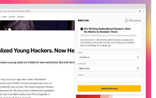 Pincone from Chrome web store to be run with OffiDocs Chromium online Pincone from Chrome web store to be run with OffiDocs Chromium online