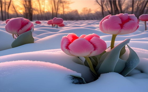 Pink tulips growing on snow wallpaper from Chrome web store to be run with OffiDocs Chromium online Pink tulips growing on snow wallpaper from Chrome web store to be run with OffiDocs Chromium online