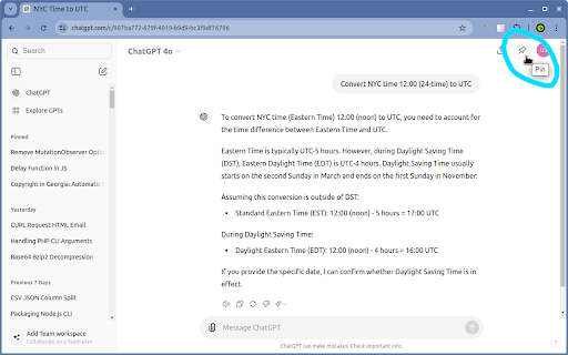 Pinnable ChatGPT: pin GPT chats in sidebar from Chrome web store to be run with OffiDocs Chromium online Pinnable ChatGPT: pin GPT chats in sidebar from Chrome web store to be run with OffiDocs Chromium online