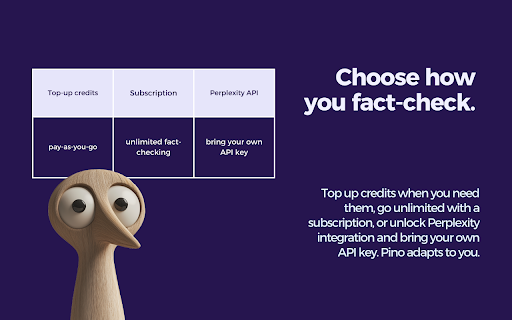 Pino Fact Checker from Chrome web store to be run with OffiDocs Chromium online Pino Fact Checker from Chrome web store to be run with OffiDocs Chromium online