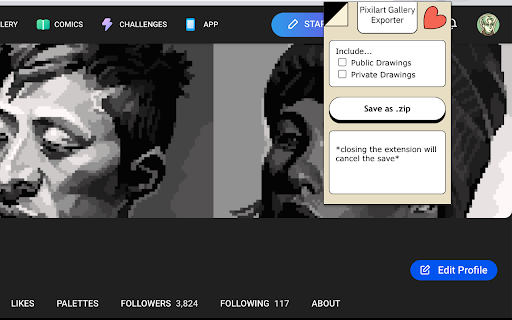 Pixilart Gallery Exporter from Chrome web store to be run with OffiDocs Chromium online Pixilart Gallery Exporter from Chrome web store to be run with OffiDocs Chromium online
